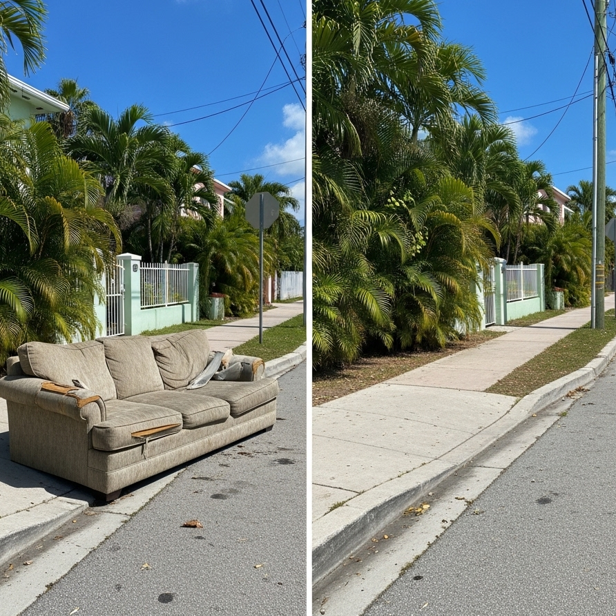 Before and after junk removal - residential area